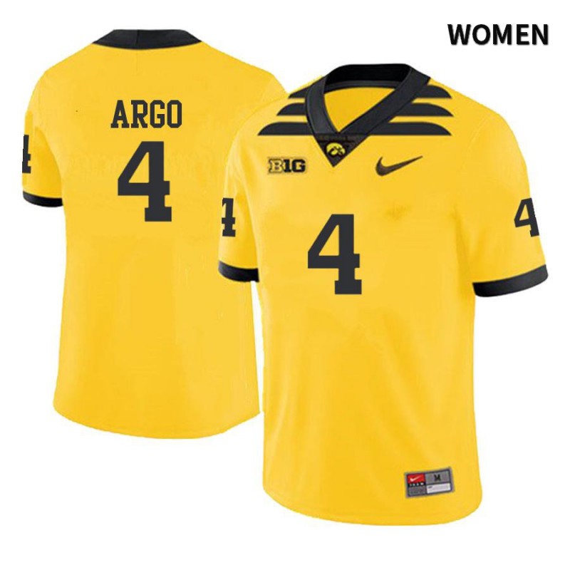 Women's Iowa Hawkeyes NCAA #4 Joe Argo Yellow Authentic Nike Alumni Stitched College Football Jersey KJ34E75ED
